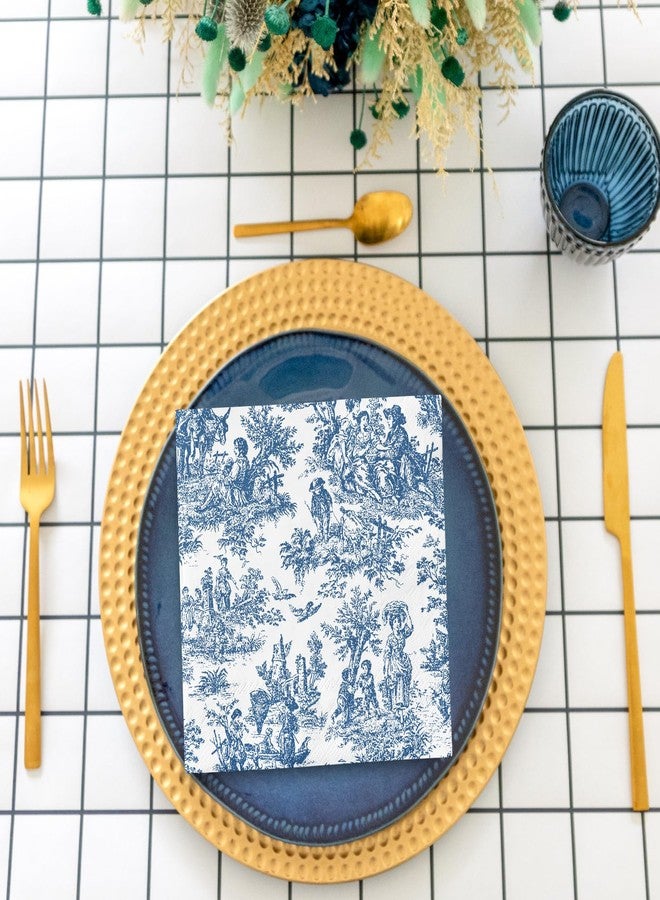 FYSUIMU 100Pcs Blue White Paper Napkins Classic French Village Printed Disposable Napkin Rustic Dinner Hand Napkin for Farmhouse Holiday Party Supplies - Image 5